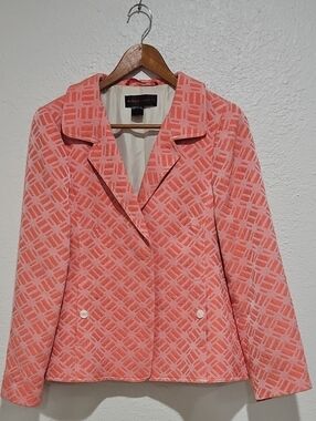 Textured Coral Women's Blazer Jacket by Nina Leonard